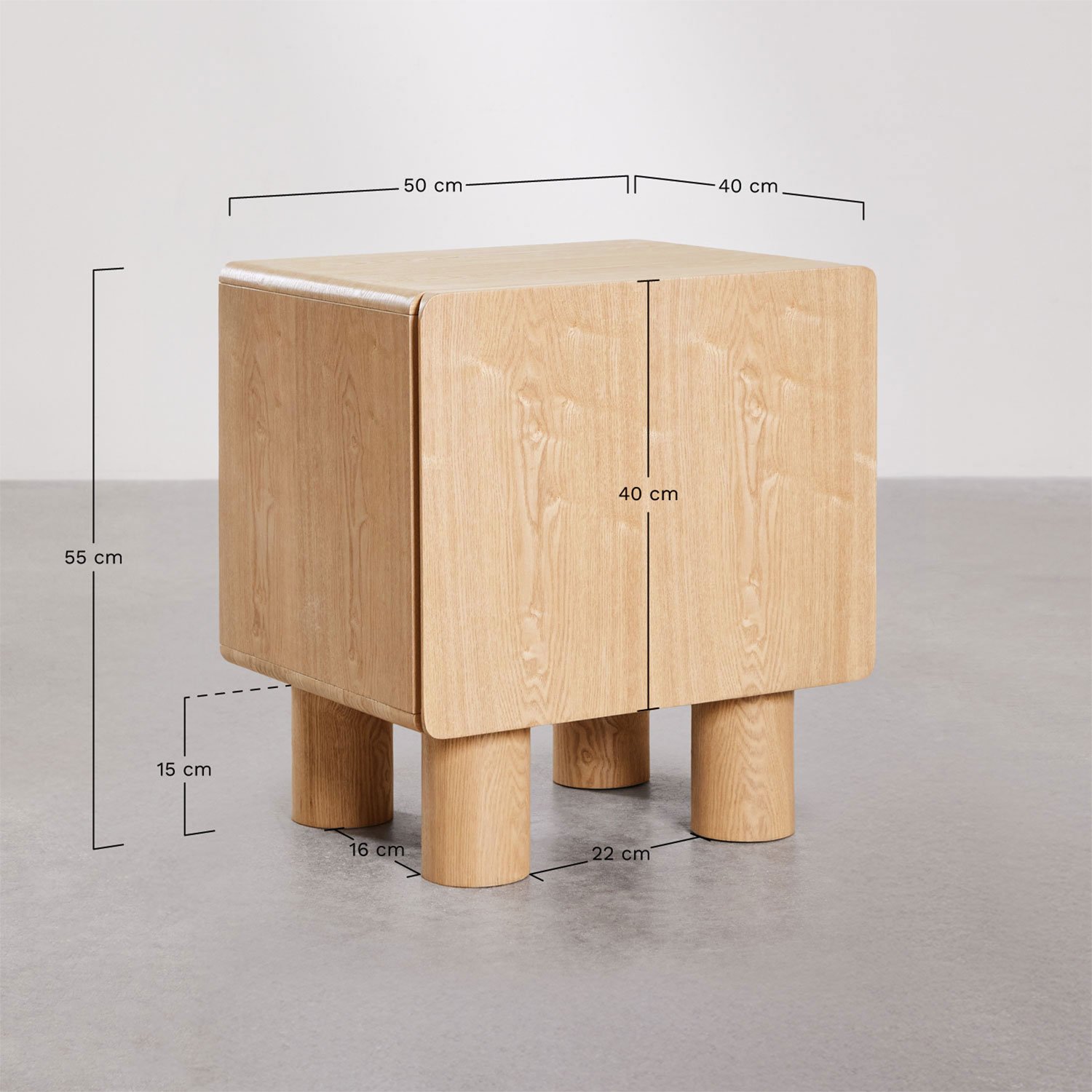 Packung mit 2 Nachttischen aus MDF und Gumeri-Furnier, MAßE