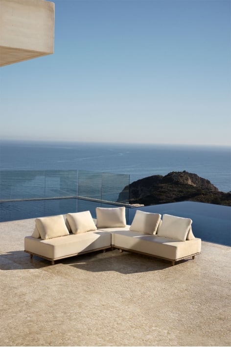 Portet 3-teiliges modulares Akazien-Ecksofa-Gartenset