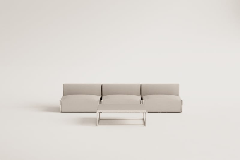 Gartenset mit 3-teiligem Modulsofa und Couchtisch Oporto