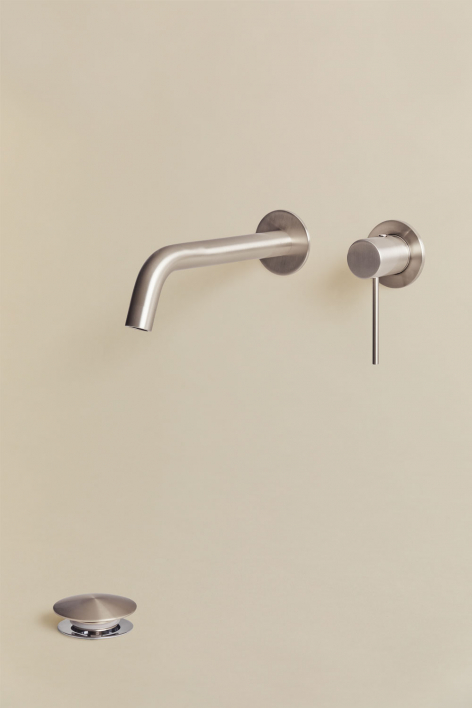 Orveta Messing-Einbauwaschtischarmatur und Click-Clack-Waschtischablaufventil aus Edelstahl und Messing