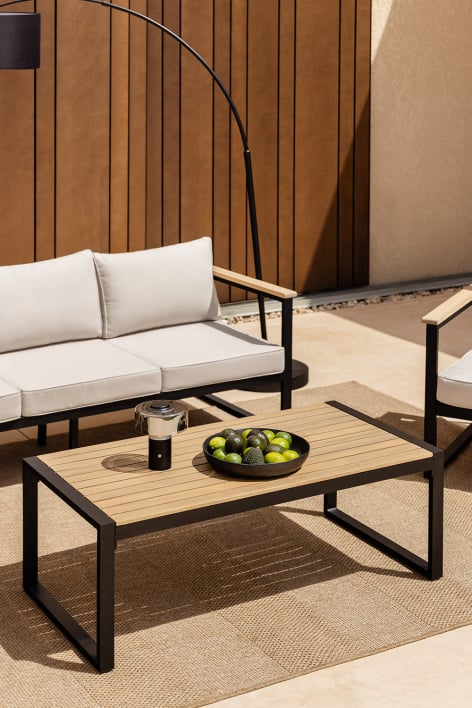 Rechteckiger Garten-Couchtisch 110x55 cm aus Aluminium Lipov