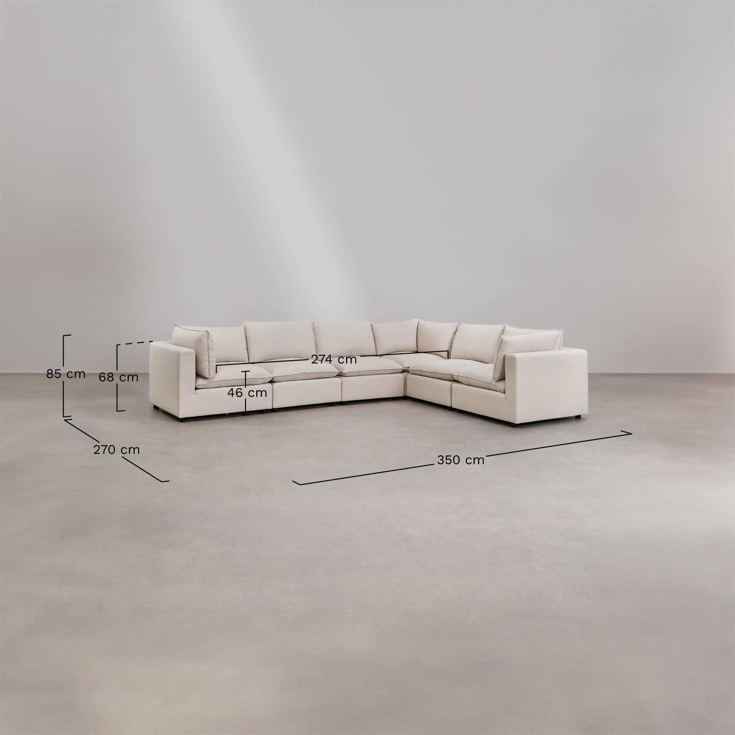 Daniela 6-teiliges Modulsofa, MAßE