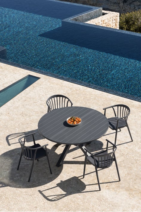 Barces ausziehbarer Gartentisch 145-200x145 cm aus Aluminium