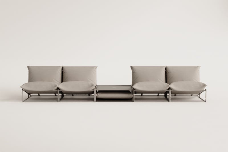 Gartenset mit 2 modularen 2-teiligen Sofas und umwandelbarem Beistelltisch Amaro