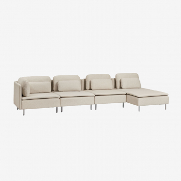 Modulares 4-teiliges Sofa Mit Rechter Chaiselongue Und Eckmodul Oriol Chaiselongue Ohne Armlehnen & Stofffarbe Cremebeige - Sklum