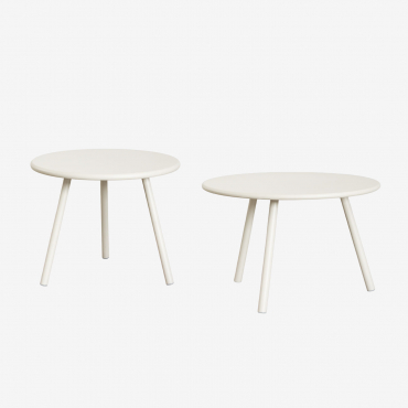 2er-set Aradina Garten-beistelltische Aus Eisen Beige Leinen - Sklum