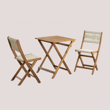 Delawer Classic Klapp-gartentisch Und 2 Stühle Set Beige Creme - Sklum