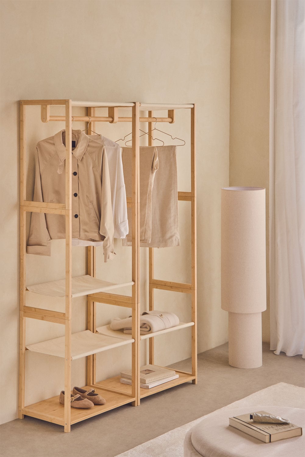 Deneb 2-teiliger offener modularer Kleiderschrank aus Bambus - SKLUM