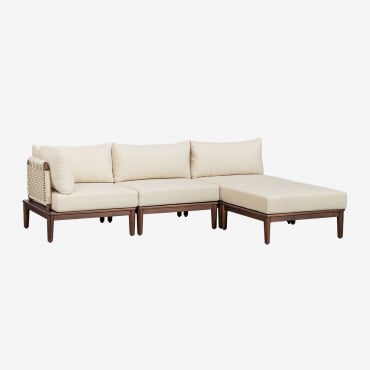 3-teilige Modulares Ecksofa Mit Hocker In Akazie Giulia Beige Creme - Sklum