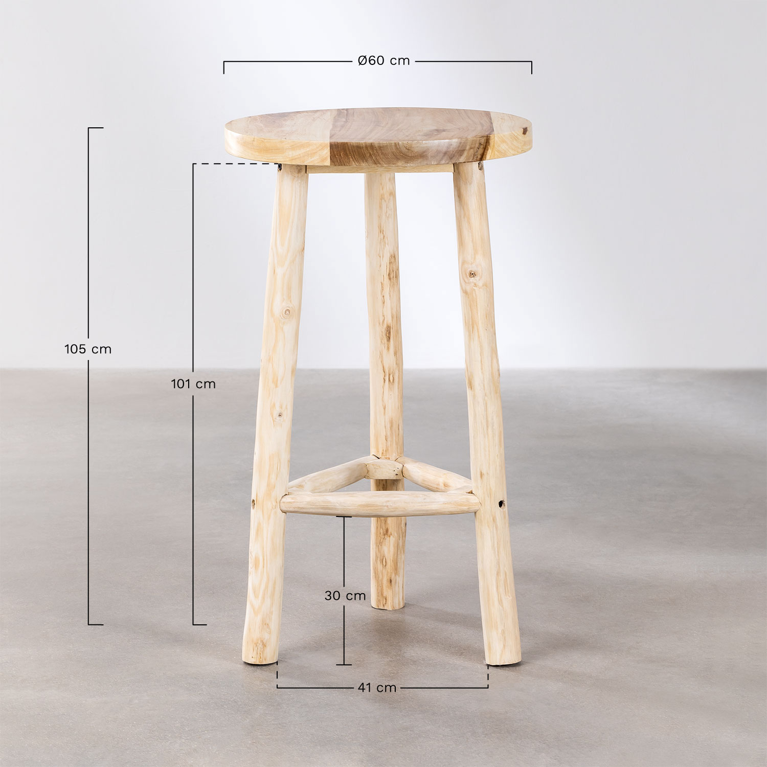 Runder Gartentisch Ø60 cm aus Holz Narel, MAßE