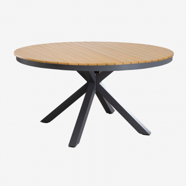 Runder Gartentisch Aus Aluminium Und Eukalyptusholz Archer Grau Graphit & Ø140 Cm - Sklum