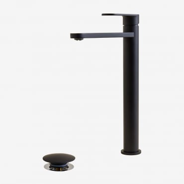Alameda Messing-waschtischarmaturen-set Und Orveta Edelstahl- Und Messing-click-clack-waschtisch-ablaufventil-set Schwarz & ↑30 Cm - Sklum