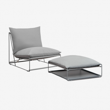 Amaro Gartenset Mit Umwandelbarem Sessel Und Pouf Grau - Sklum