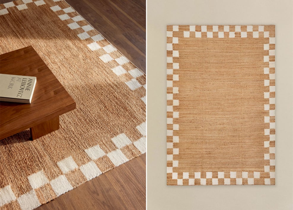 Rechteckiger Teppich aus Jute und Baumwolle Luebo