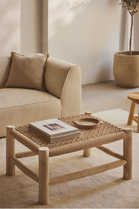 Rechteckiger Couchtisch 80x60 cm aus Bientina-Teakholz