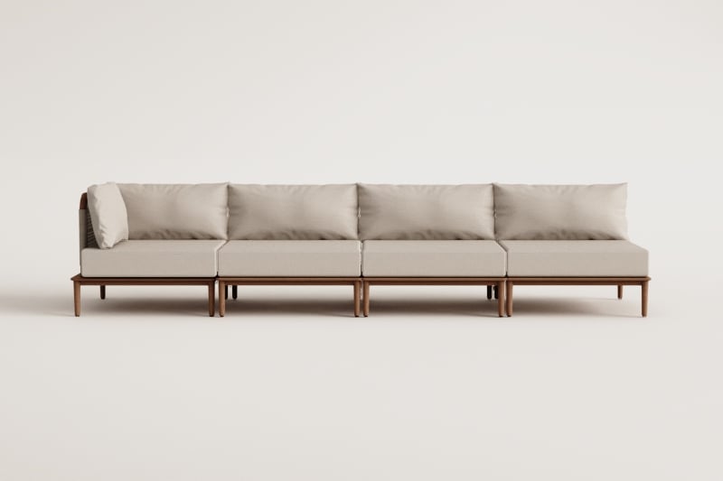Giulia 4-teiliges modulares Ecksofa aus Akazie
