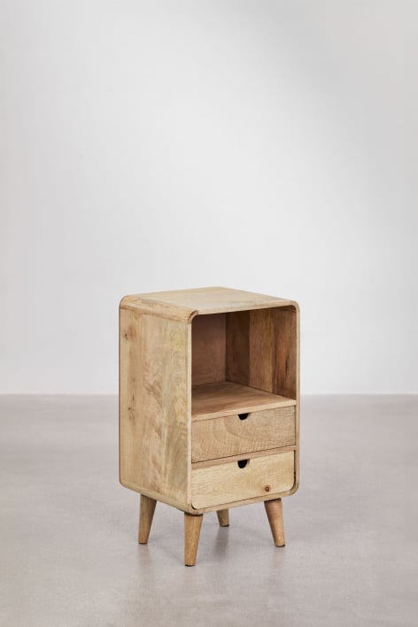 Pack mit 2 rechteckigen Nachttischen 30x25 cm aus Yulara-Mangoholz