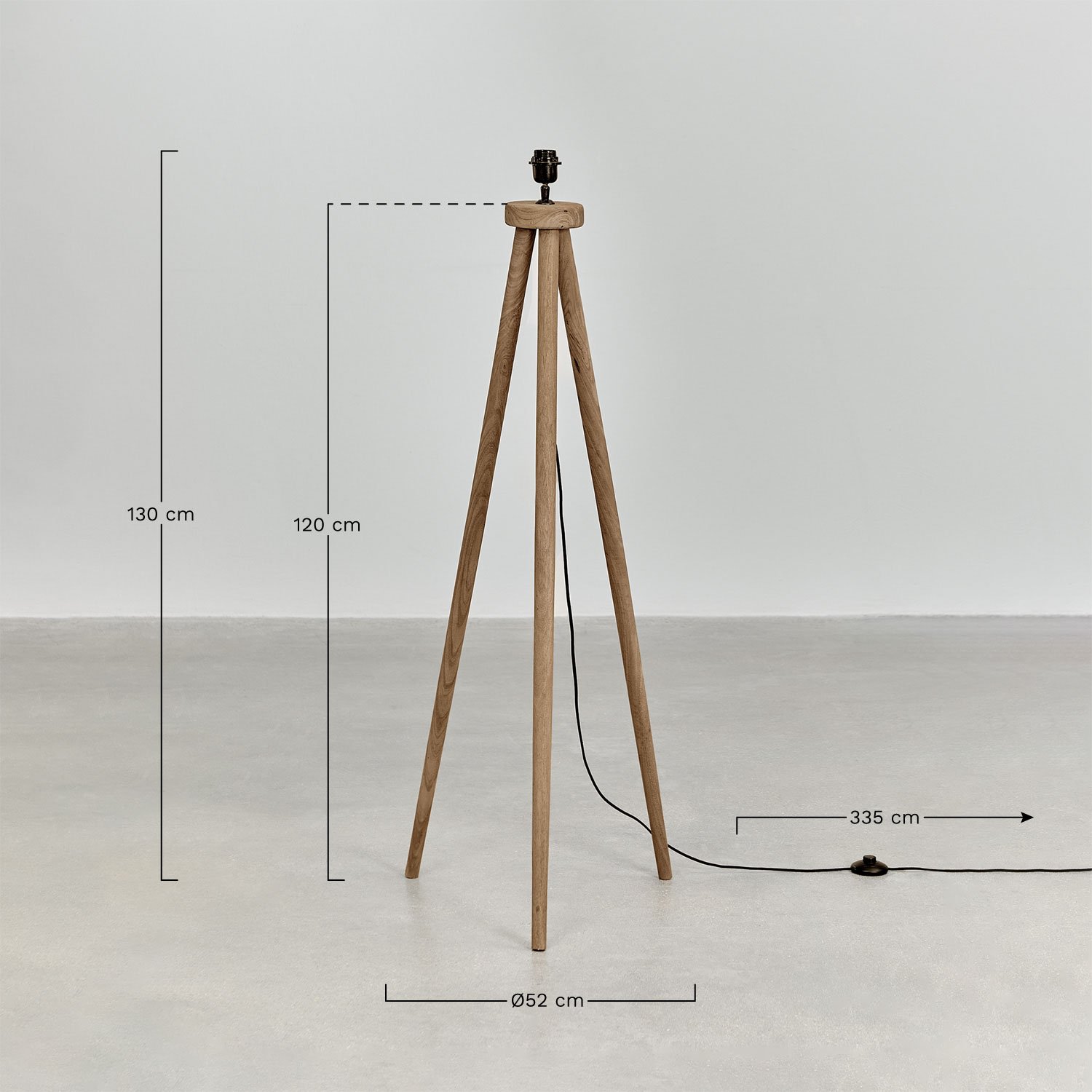 Sockel für Stehleuchte ↑120cm aus Mangoholz Simona, MAßE