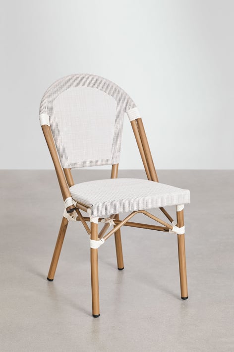 2er-Pack stapelbare Esszimmerstühle Brielle Bistro aus Aluminium - Gardenia Weiß