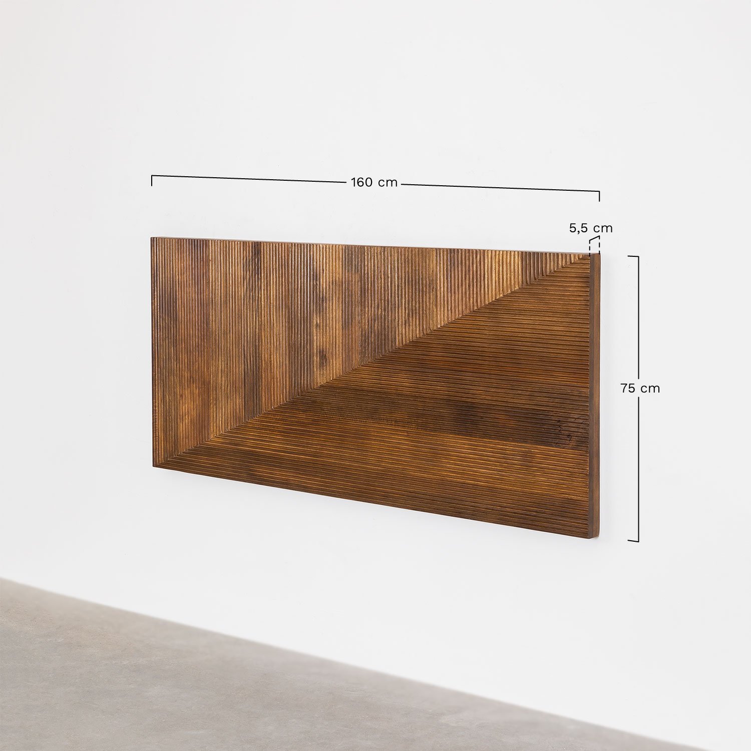 Baty-Kopfteil aus Mangoholz für 150 cm breites Bett, MAßE