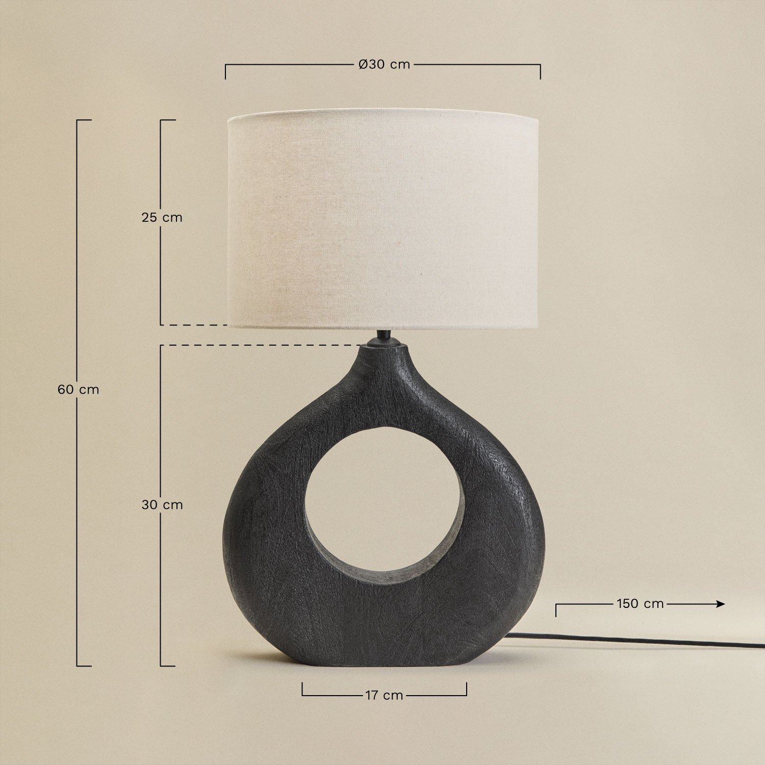 Joana Tischlampe aus Mangoholz, MAßE