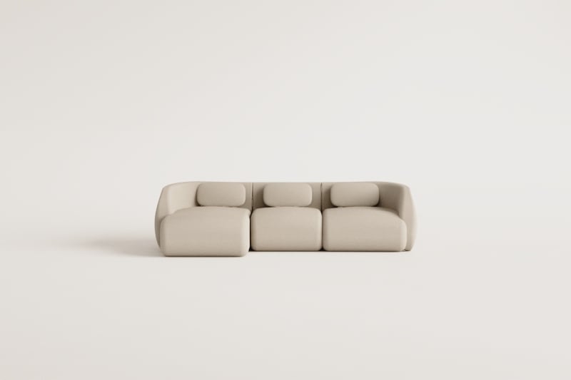 3-teiliges modulares Chenille-Sofa Coquette mit Chaiselongue links