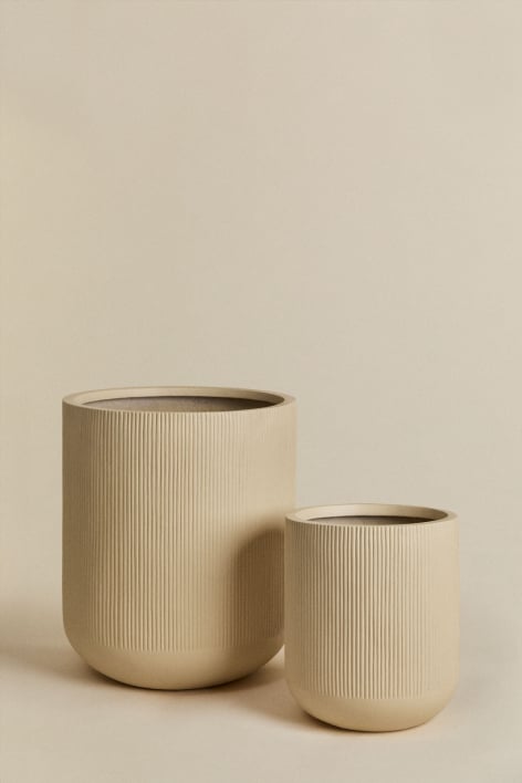 Set aus 2 Pflanzgefäßen Ø45 cm / Ø30 cm aus Poly-Stone Raiden