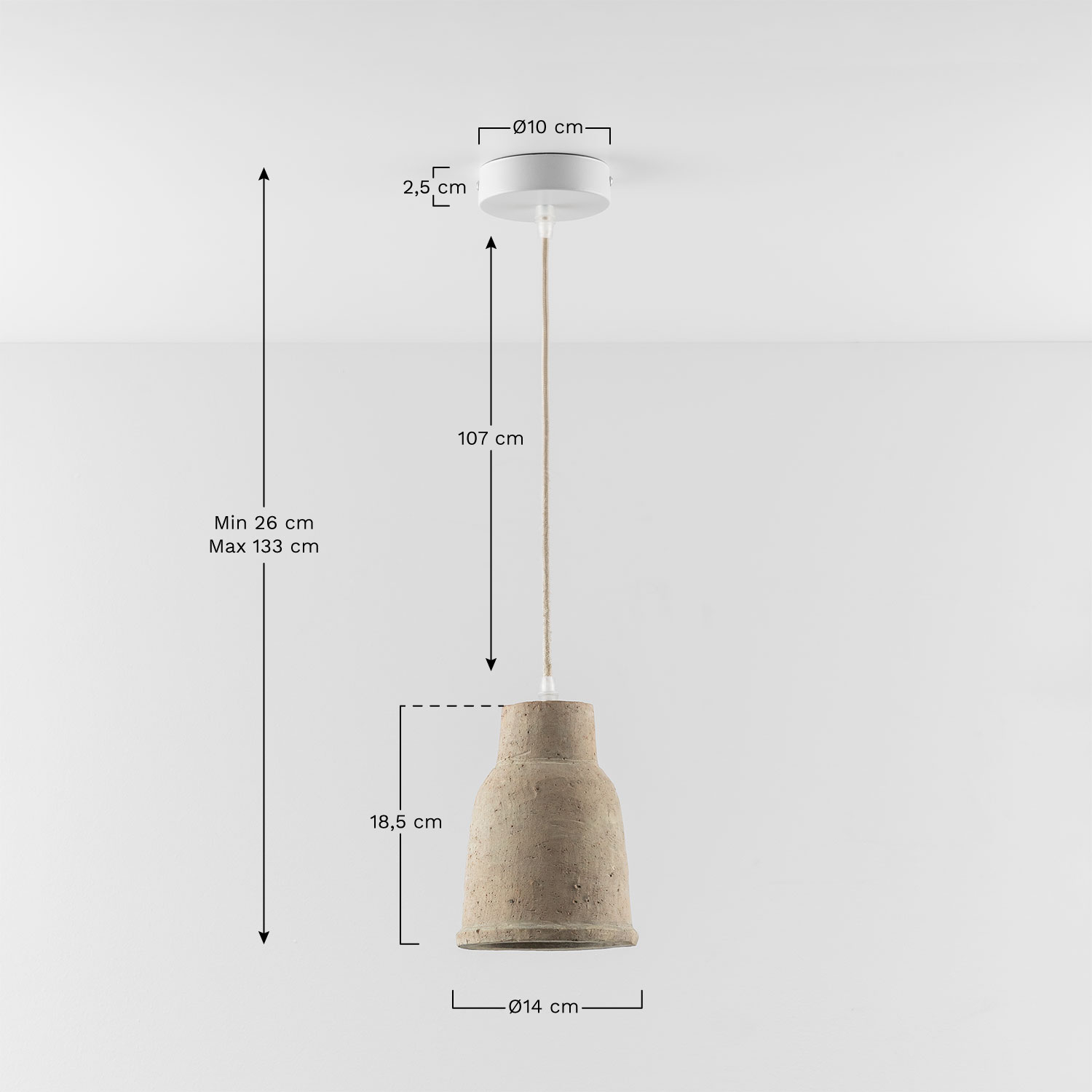 Hängende Deckenlampe aus Terrakotta Sainza, MAßE