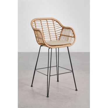 Packung Mit 4 Hohen Gartenhockern Aus Synthetischem Korbgeflecht Von Zole ↑75 Cm & Sandbraun - Sklum