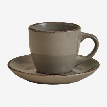 2er-pack Ronilena Kaffeetassen Mit Untertassen Aus Steinzeug, 9 Cl Zedernholzbraun - Braun - Sklum