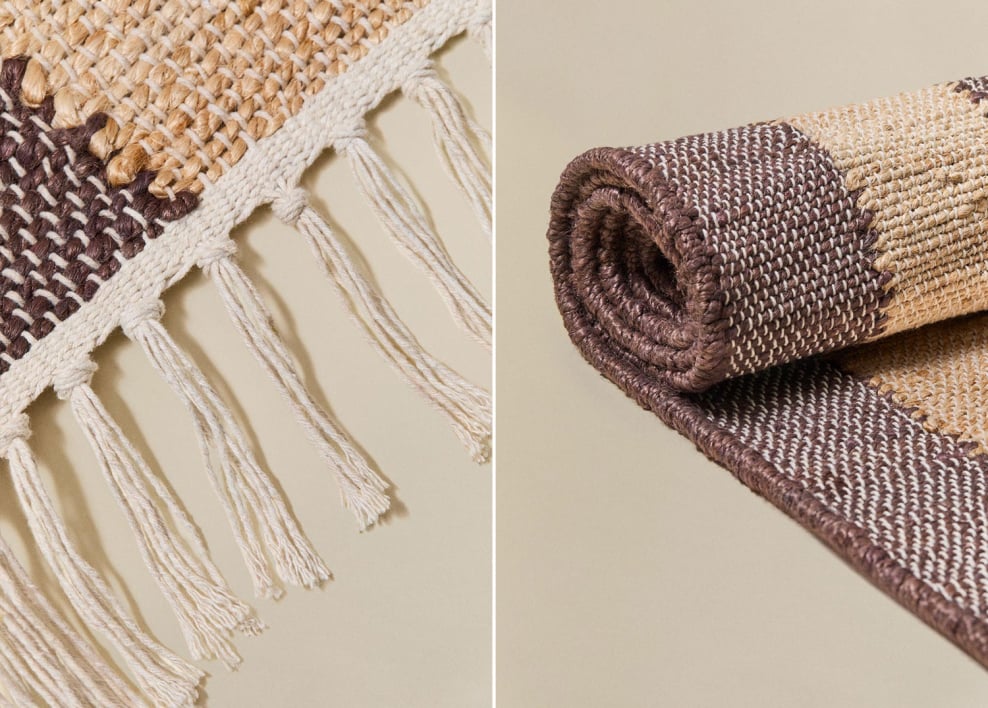 Rechteckiger Outdoor-Teppich aus Jute und Baumwolle Serilda