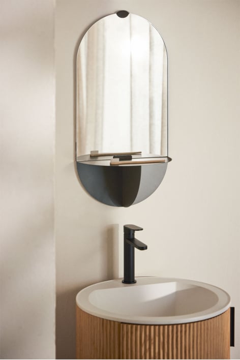 Ovaler Wandspiegel 30x60 cm mit Regal aus Nubino-Stahl