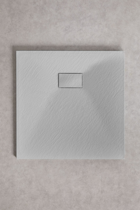 Quadratische, rutschfeste und extraflache Duschwanne aus SMC-Harz 90x90 cm Hellgrau Soho