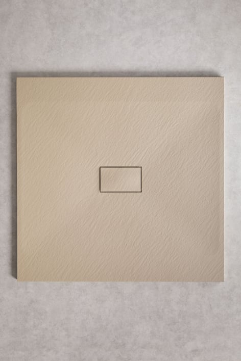 Quadratische, rutschfeste und extraflache Duschwanne aus SMC-Harz 100x100 cm Hellsandbraun Soho