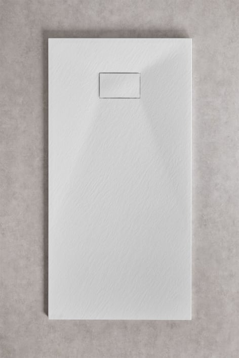 Rechteckige, rutschfeste und extraflache Duschwanne aus SMC-Harz 140x70 cm Weiß Soho