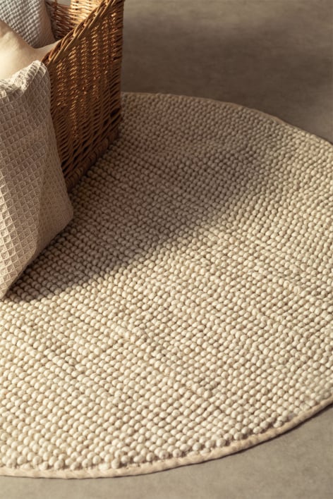 Runder Baumwollteppich Ø120 cm leinenbeige Rambin