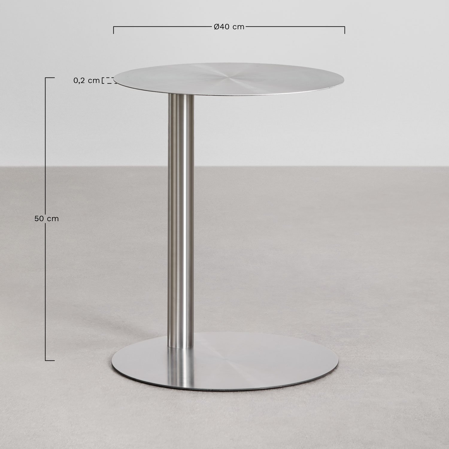 Runder Beistelltisch für den Garten Ø40 cm aus Edelstahl Yannik, MA&szlig;E