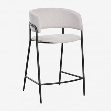 Nalon Gepolsterter Hoher Hocker ↑65 Cm & Schwarz & Stofffarbe Eierschale - Sklum