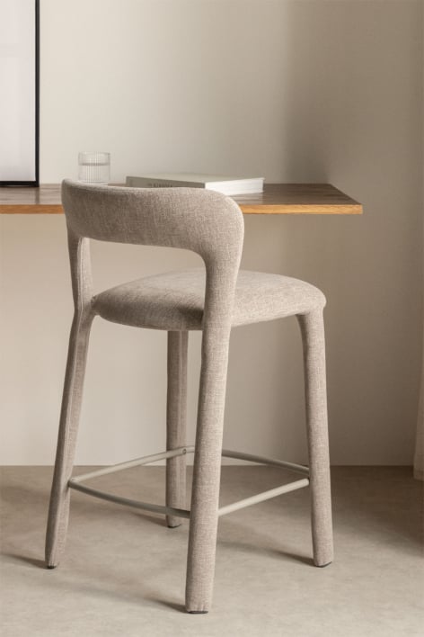 Barhocker 65 cm Rückenlehne Taupe Stoff Brusel - Stofffarbe Grau Taupe