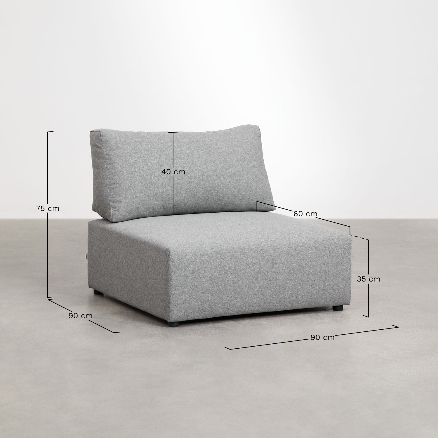 Zentralmodul für das modulare Sofa Kata, MAßE