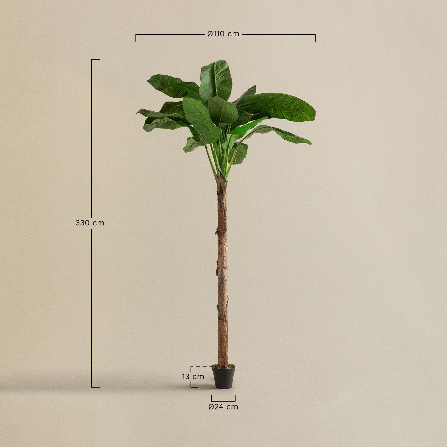 Dekorativer künstlicher Bananenbaum 330 cm, MAßE