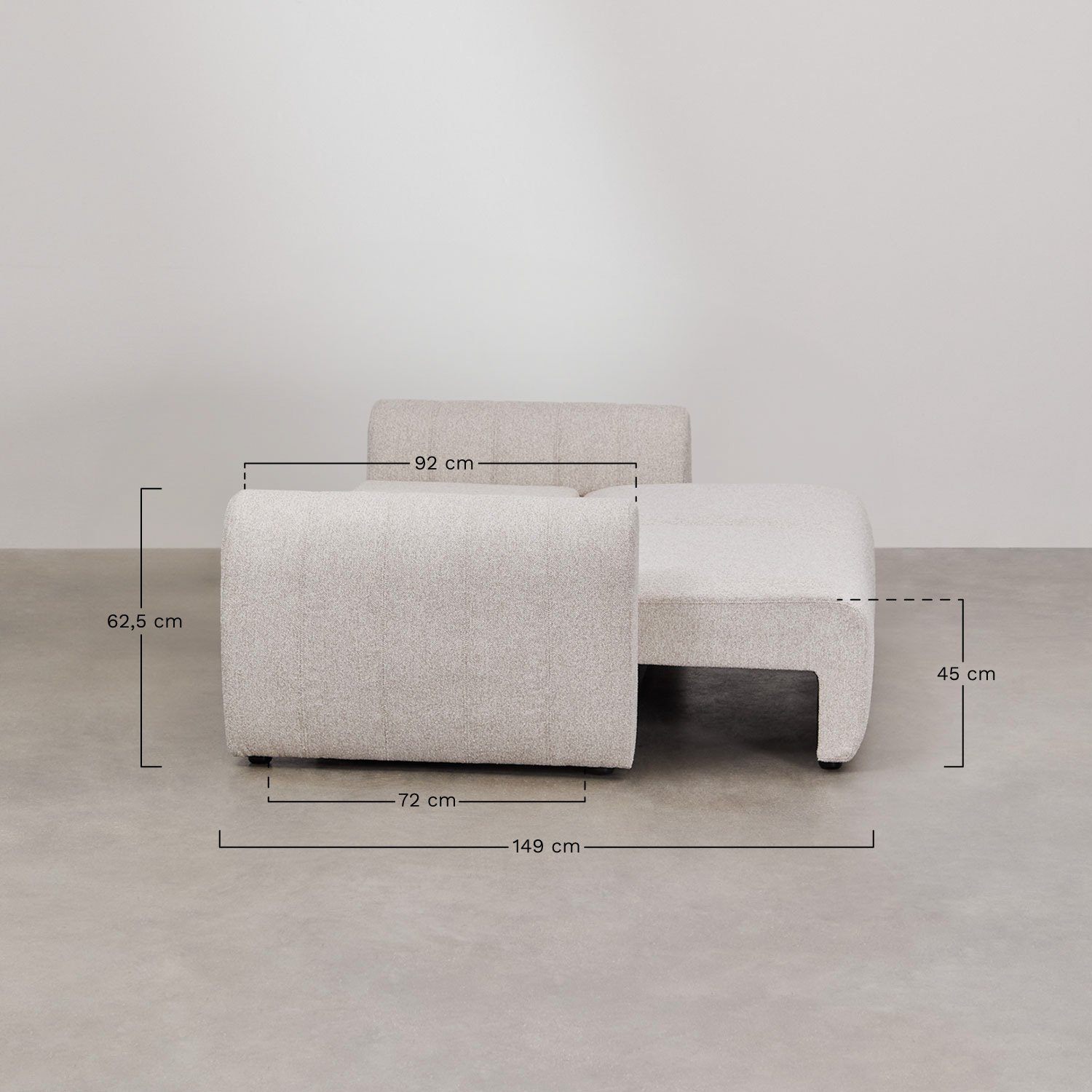 3-Sitzer Schlafsofa aus Bouclé-Stoff Ohio, MAßE