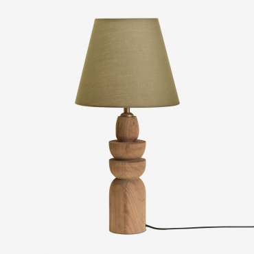 Koski Tischlampe Aus Mangoholz Mango-holz & Salbei Grün Ø25 Cm - ↑20 Cm Caracas - Sklum