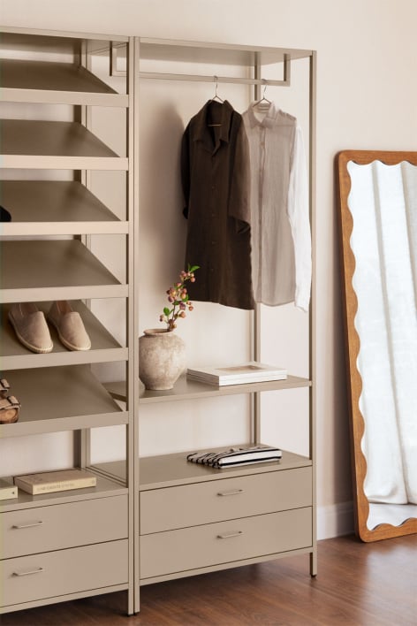 Offener Kleiderschrank 80x200 cm mit Schubladen Stahl mokkabraun Janine - Moka Braun