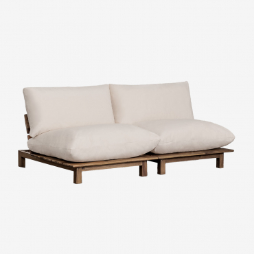 2-teiliges Modulares Gartensofa Mit Liegefunktion Aus Brina-akazienholz Beige Creme - Sklum