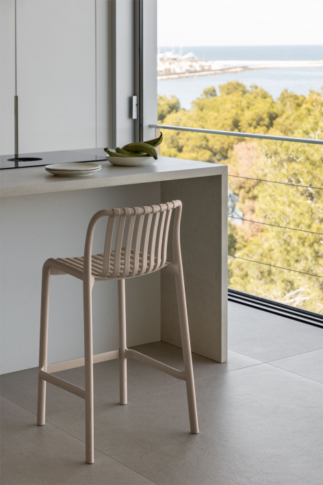 Barhocker 65 cm stapelbar aus mokkafarbenem Polypropylen Wendell - Moka Braun