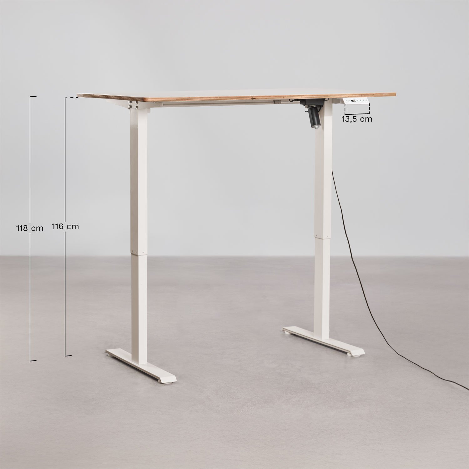 Serpi Rechteckiger elektrischer Lift-Schreibtisch 120x60 cm mit Memory-Funktion aus Holz und Eisen, MAßE