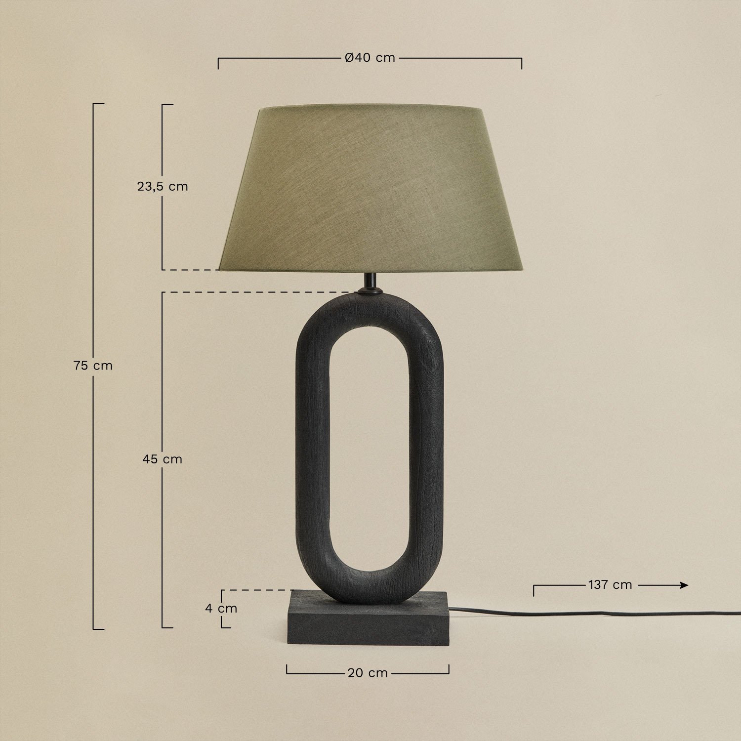 Tiberia Tischlampe aus Mangoholz, MAßE