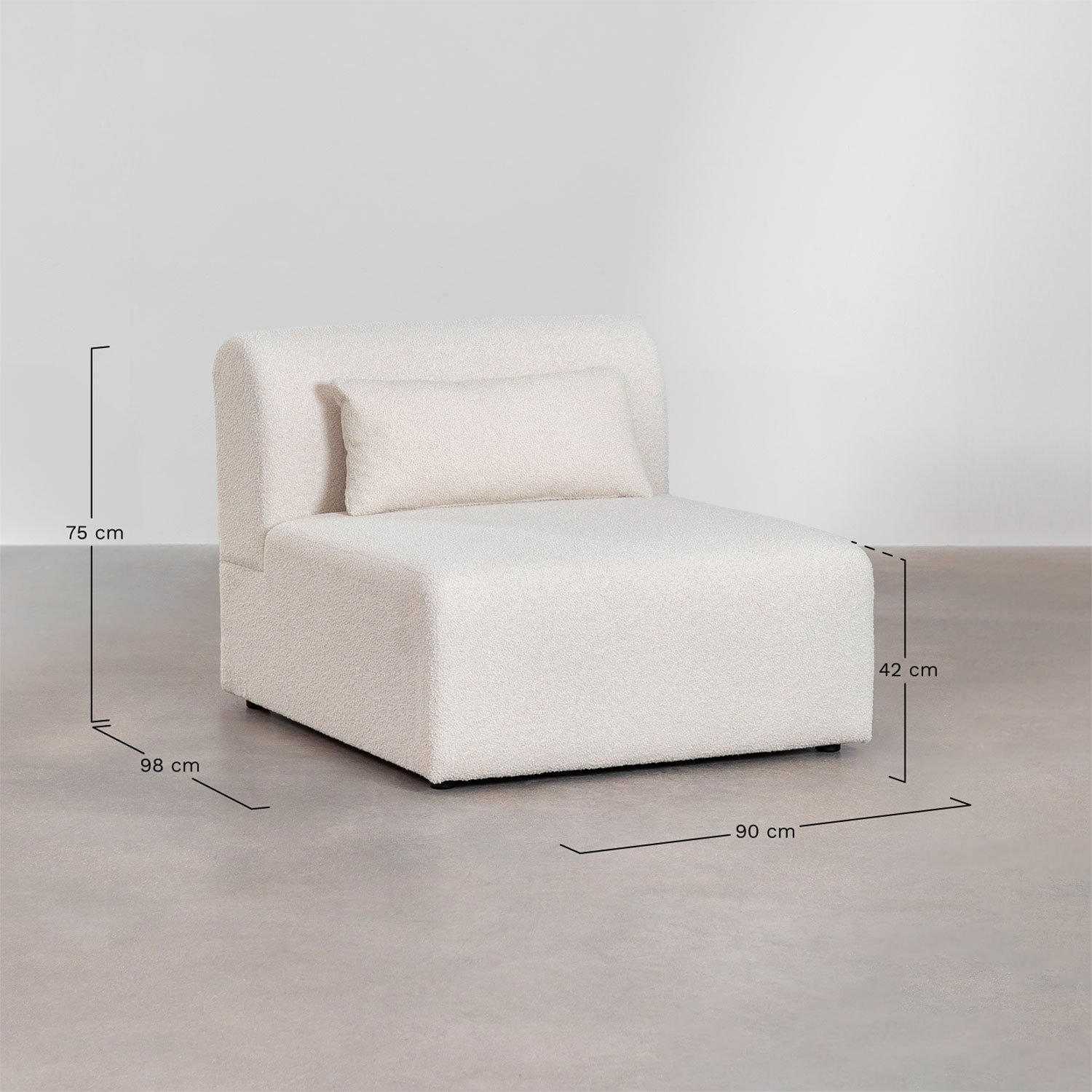 Zentrales Modul für ein modulares Sofa in Borjan-Schaffell, MAßE