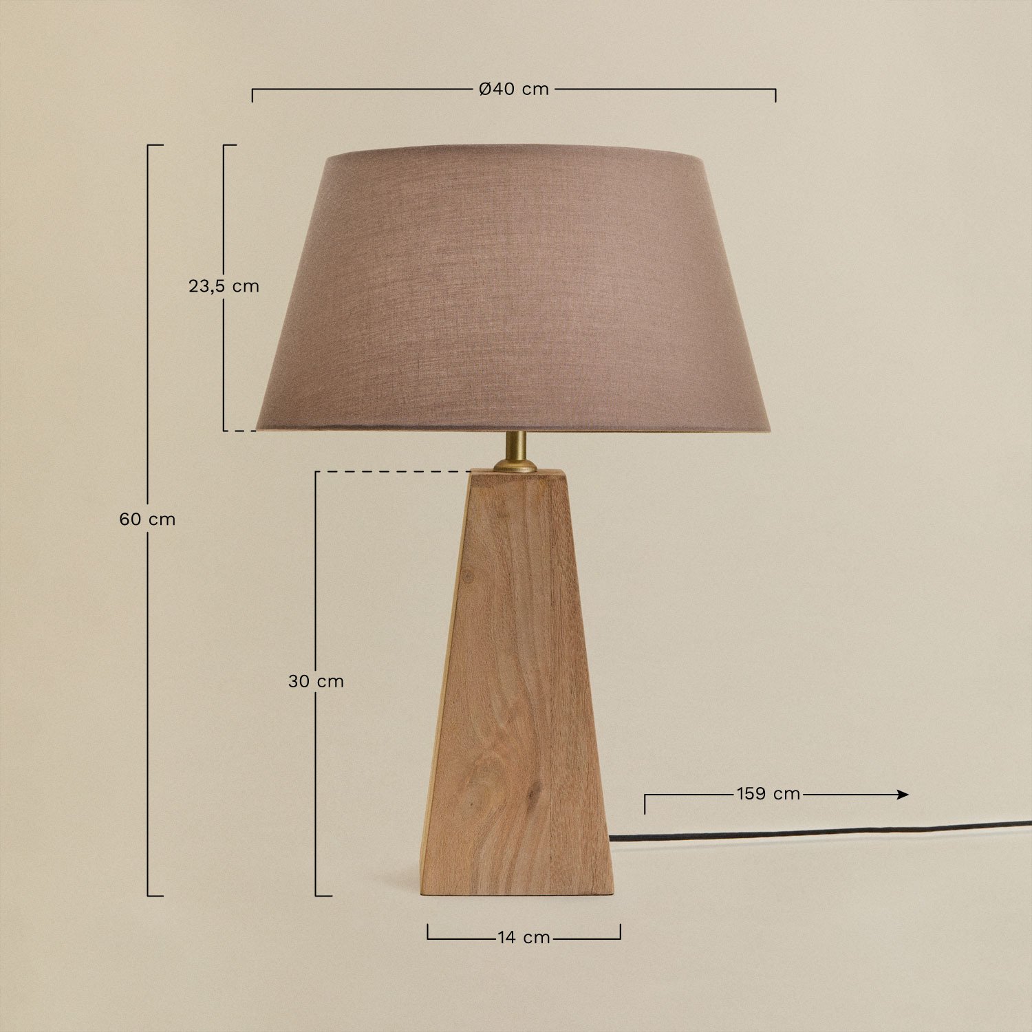 Tischlampe aus Taraua-Mangoholz, MAßE